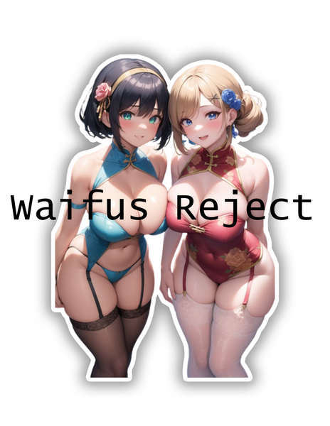 thick anime waifu twins sticker